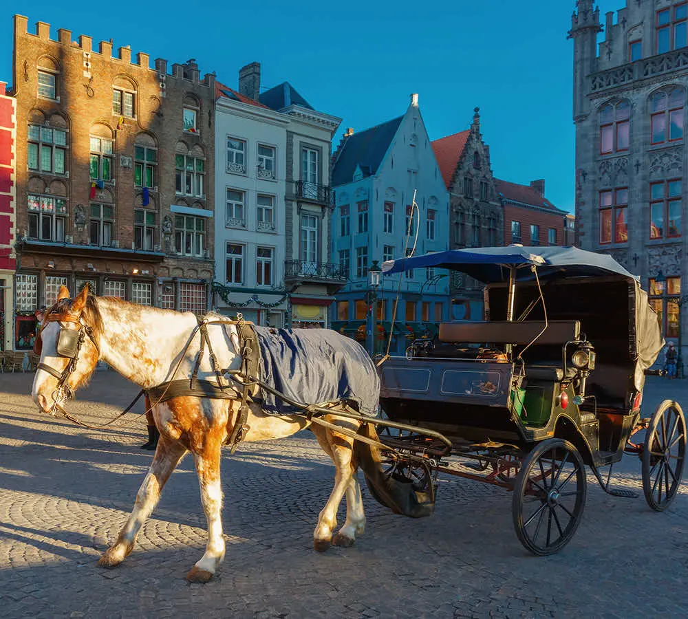 Paard en koets op de Markt van Brugge